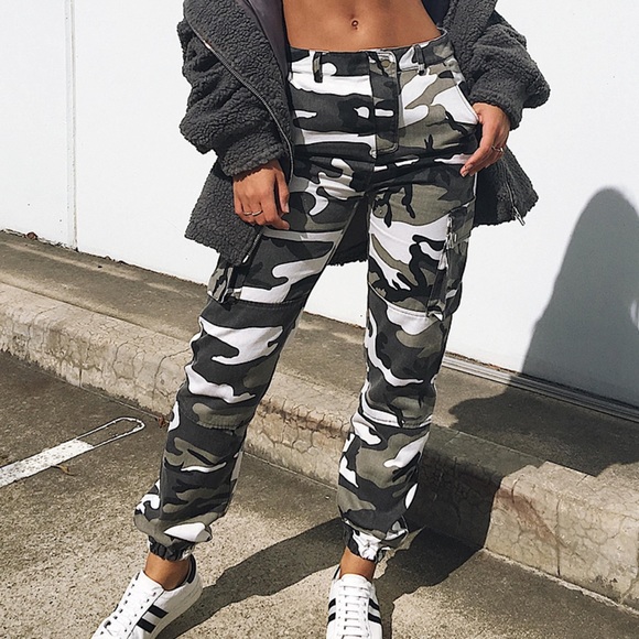 Gray Camo Cargo Pants 